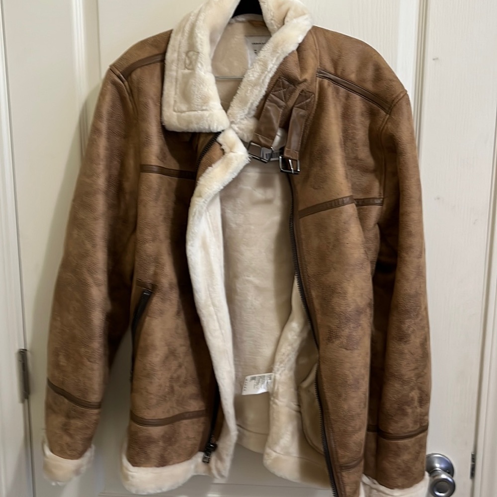 Womens Urban Outfitters Faux Leather with plush faux shearling sz L